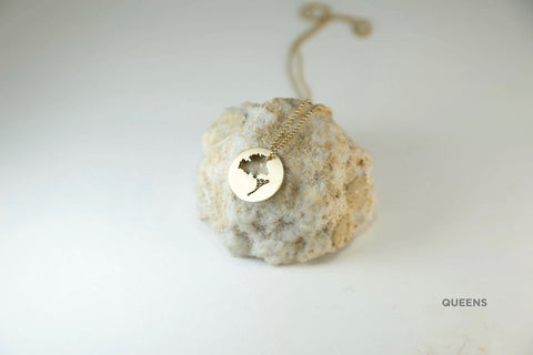 Large Brass Looped Medallion Necklace with Queens Border and Matte Finish