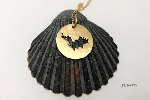 18K Gold St. Barth Large Hammered Medallion Necklace